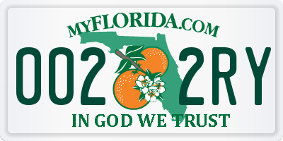 FL license plate 0022RY