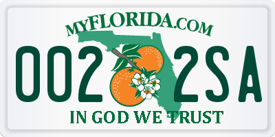 FL license plate 0022SA