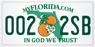 FL license plate 0022SB