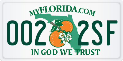 FL license plate 0022SF