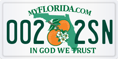 FL license plate 0022SN