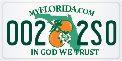 FL license plate 0022SO