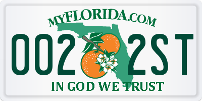 FL license plate 0022ST