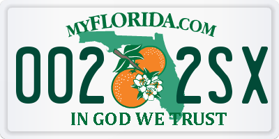 FL license plate 0022SX