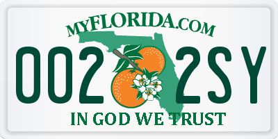 FL license plate 0022SY