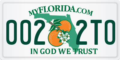 FL license plate 0022TO