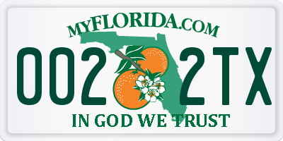 FL license plate 0022TX