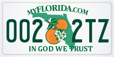 FL license plate 0022TZ