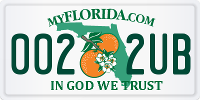 FL license plate 0022UB