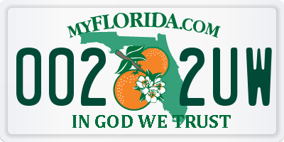 FL license plate 0022UW
