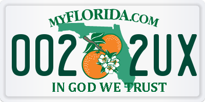 FL license plate 0022UX