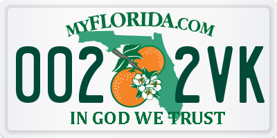 FL license plate 0022VK