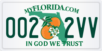 FL license plate 0022VV