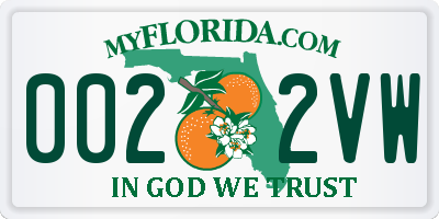 FL license plate 0022VW