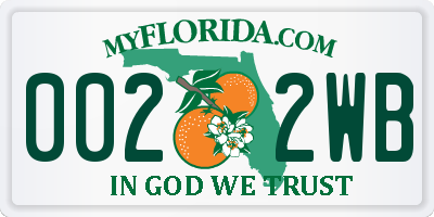 FL license plate 0022WB