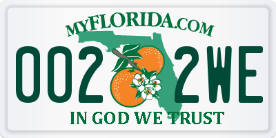 FL license plate 0022WE