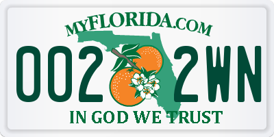 FL license plate 0022WN