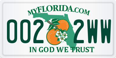 FL license plate 0022WW