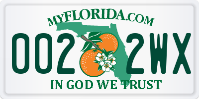 FL license plate 0022WX