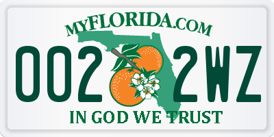 FL license plate 0022WZ