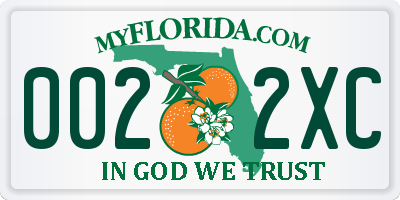FL license plate 0022XC