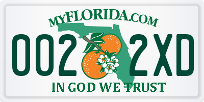 FL license plate 0022XD