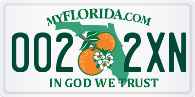 FL license plate 0022XN
