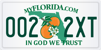 FL license plate 0022XT