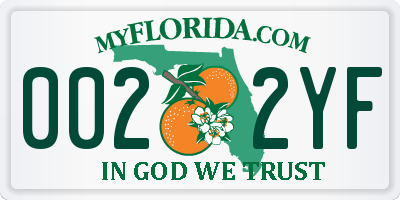 FL license plate 0022YF
