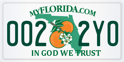 FL license plate 0022YO