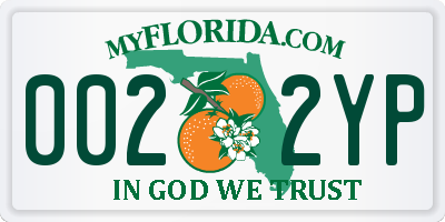 FL license plate 0022YP