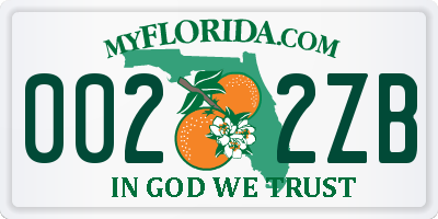 FL license plate 0022ZB