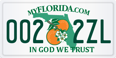 FL license plate 0022ZL