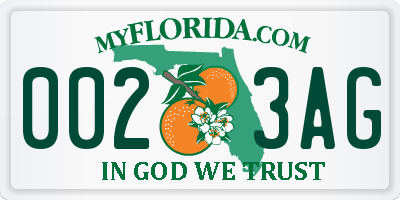 FL license plate 0023AG