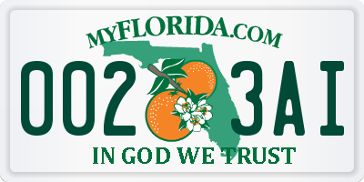 FL license plate 0023AI