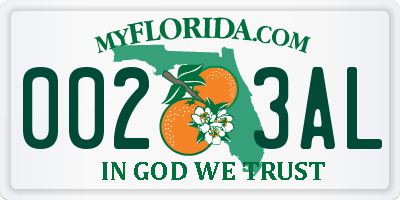 FL license plate 0023AL