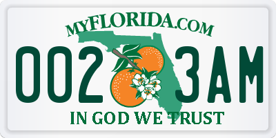 FL license plate 0023AM