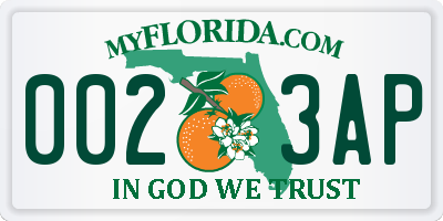 FL license plate 0023AP