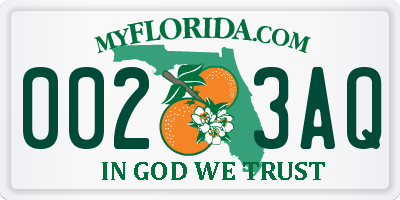 FL license plate 0023AQ