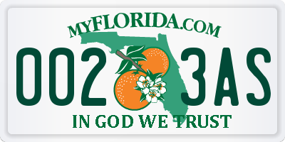 FL license plate 0023AS