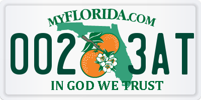 FL license plate 0023AT