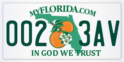 FL license plate 0023AV