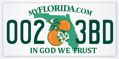FL license plate 0023BD