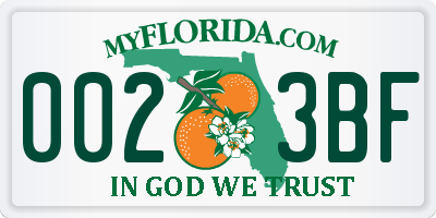 FL license plate 0023BF