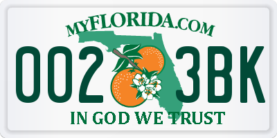 FL license plate 0023BK