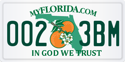 FL license plate 0023BM
