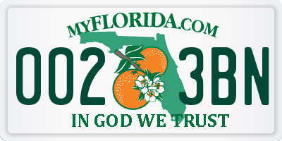 FL license plate 0023BN