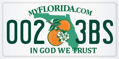 FL license plate 0023BS