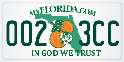 FL license plate 0023CC