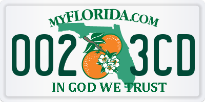 FL license plate 0023CD